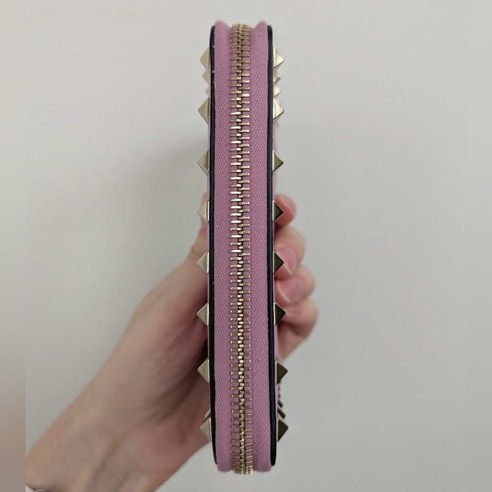 2 Piece! Valentino Garavani Rockstud Purple - Pink Wallet and Card Holder - Picture 14 of 16